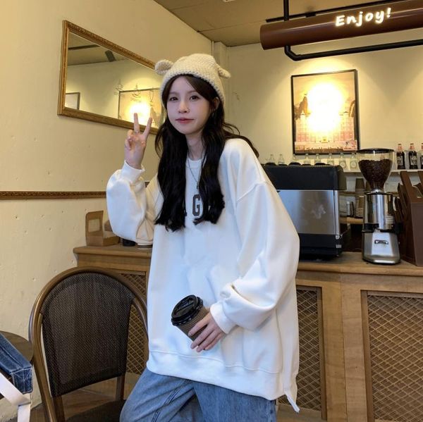 women's hoodies & sweatshirts 4144 korean version of the autumn and winter lazy wind thickening plus velvet long-sleeved round neck loo, Black
women's hoodies & sweatshirts 4144 korean version of the autumn and winter lazy wind thickening plus velvet long-sleeved round neck loo, Black