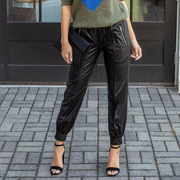women's pants & capris casual elastic waist harem female leather zip cropped wide trend womens high waisted#g30, Black;white
women's pants & capris casual elastic waist harem female leather zip cropped wide trend womens high waisted#g30, Black;white