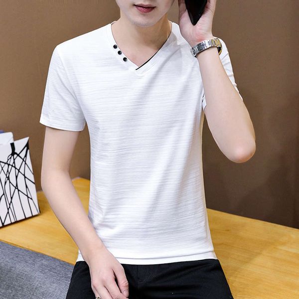 men's 2021 summer short sleeve casual trend solid color v-neck half t-shirt young, White;black
men's 2021 summer short sleeve casual trend solid color v-neck half t-shirt young, White;black