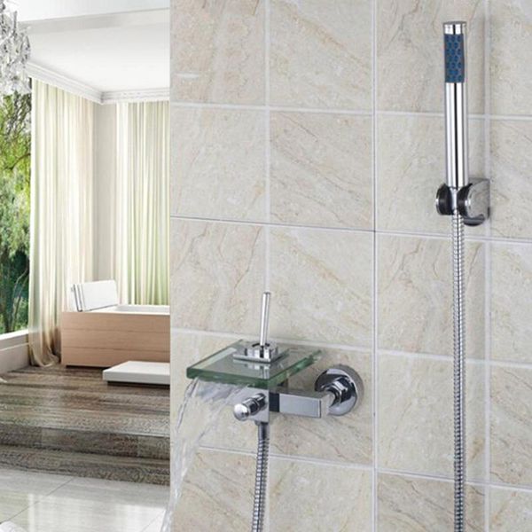 bathroom sink faucets shower waterfall faucet chrome brass and glass bathtub concealed wall mounted mixer tub taps basin 
bathroom sink faucets shower waterfall faucet chrome brass and glass bathtub concealed wall mounted mixer tub taps basin