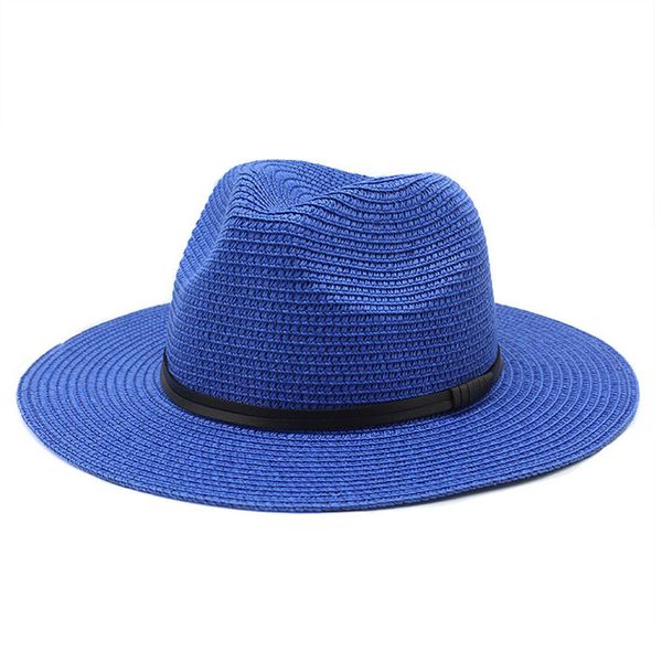women sun hats new panama straw hat outdoor beach hat summer uv protection cap with leather ribbon, Blue;gray
women sun hats new panama straw hat outdoor beach hat summer uv protection cap with leather ribbon, Blue;gray