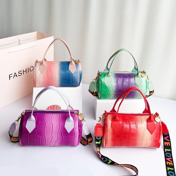 cross body mini fashion ladies pillow bag hit color pu gradient handbag one-shoulder messenger
