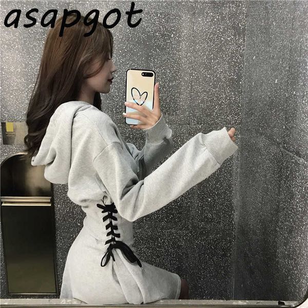 cotton grey hooded bandage hoodies dress women mini lace up waist black sweater dress chic casual autumn winter vestido loose 210610, Black;gray
cotton grey hooded bandage hoodies dress women mini lace up waist black sweater dress chic casual autumn winter vestido loose 210610, Black;gray