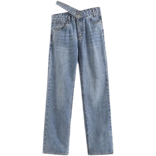 women's jeans deat 2021 spring summer fashion casual cross waisted high loose wide leg pants women sk346, Blue
women's jeans deat 2021 spring summer fashion casual cross waisted high loose wide leg pants women sk346, Blue