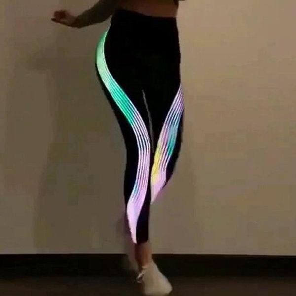 women's leggings noctilucent women workout pants sport running sportswear fitness night glowing gym, Black
women's leggings noctilucent women workout pants sport running sportswear fitness night glowing gym, Black
