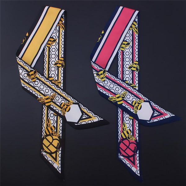 women's bandanas 2021 geometric bee printing luxury silk scarf skinny long strip tied bag handle ribbon turban headband mq9 scarves, Blue;gray
women's bandanas 2021 geometric bee printing luxury silk scarf skinny long strip tied bag handle ribbon turban headband mq9 scarves, Blue;gray