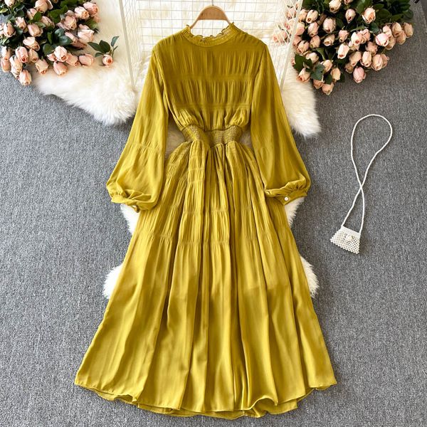 vintage purple/yellow/red chiffon long dress women elegant ruffle collar puff sleeve high waist a-line draped party maxi robe 2022, Black;gray
vintage purple/yellow/red chiffon long dress women elegant ruffle collar puff sleeve high waist a-line draped party maxi robe 2022, Black;gray
