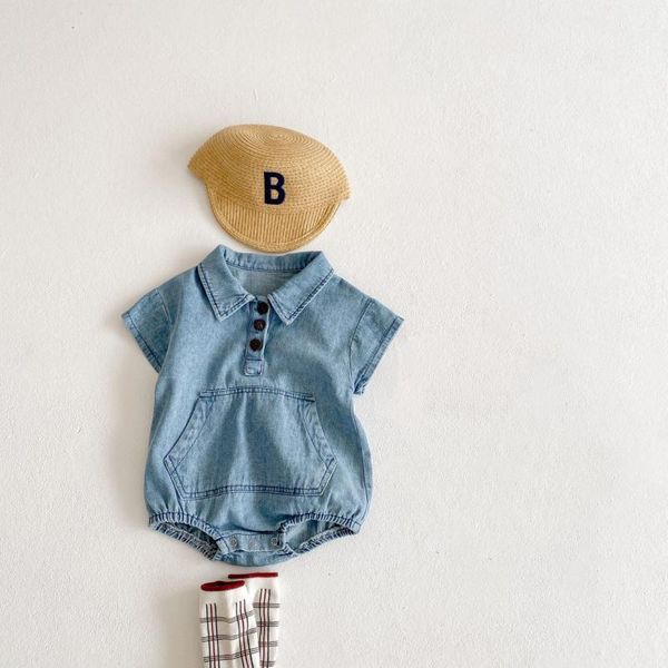 arrival born baby boy romper infant girls clothes large pocket decoration toddler jumpsuit denim short sleeve summer jumpsuits, Blue
arrival born baby boy romper infant girls clothes large pocket decoration toddler jumpsuit denim short sleeve summer jumpsuits, Blue