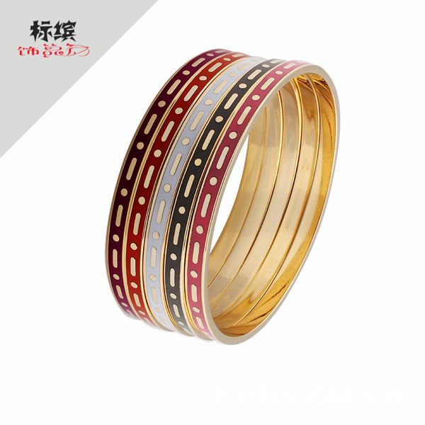 bangles bracelets straight stainless steel jewelry gold plated bracelet monochrome print, Black
bangles bracelets straight stainless steel jewelry gold plated bracelet monochrome print, Black