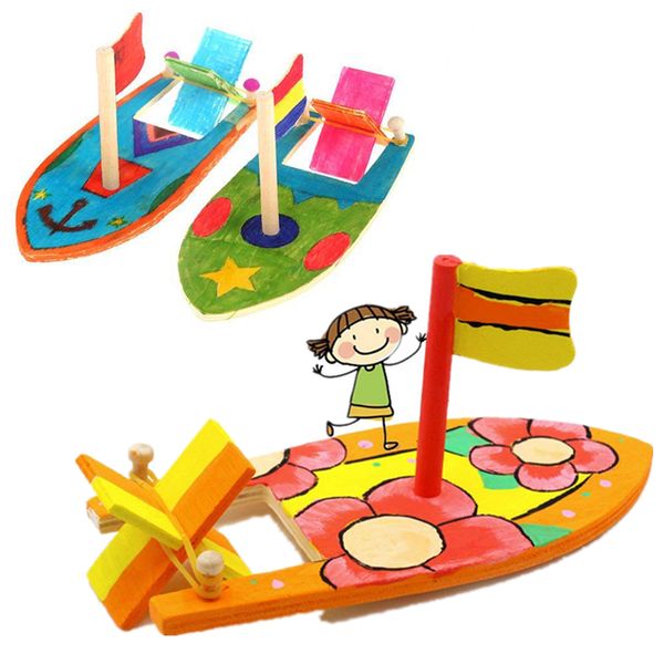

Ship Model Wooden Sailboat Assembling Model Building Kits Toys Sailing Childrens Coloring DIY Boats Kids Toys Brain Development