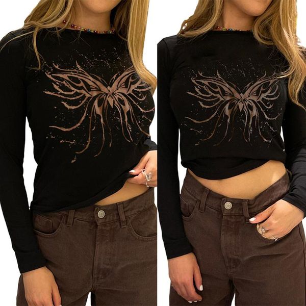 women's t-shirt selling women slim-fit adults butterfly print long sleeve round neck pullover (black), White
women's t-shirt selling women slim-fit adults butterfly print long sleeve round neck pullover (black), White