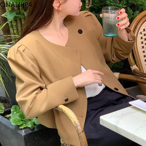 women's jackets onalippa female blazer french elegant temperament 2021 autumn all-match chic neckline two button design loose casual sh, Black;brown
women's jackets onalippa female blazer french elegant temperament 2021 autumn all-match chic neckline two button design loose casual sh, Black;brown