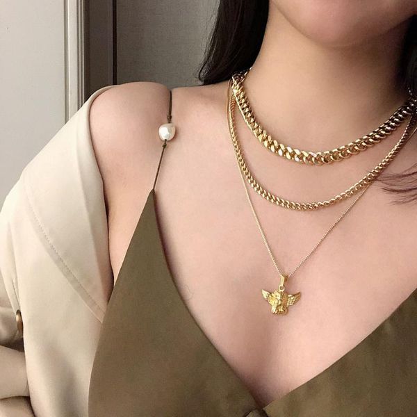 pendant necklaces fashion multilevel punk thick chain angel necklace for women 2021 female gold vintage boho collar jewelry gift wholesale, Silver
pendant necklaces fashion multilevel punk thick chain angel necklace for women 2021 female gold vintage boho collar jewelry gift wholesale, Silver