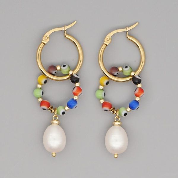 dangle & chandelier ethnic colored glaze eye beads drop earrings fashion pearl stainless steel hoop for women 2021 summer beach jewelry, Silver
dangle & chandelier ethnic colored glaze eye beads drop earrings fashion pearl stainless steel hoop for women 2021 summer beach jewelry, Silver