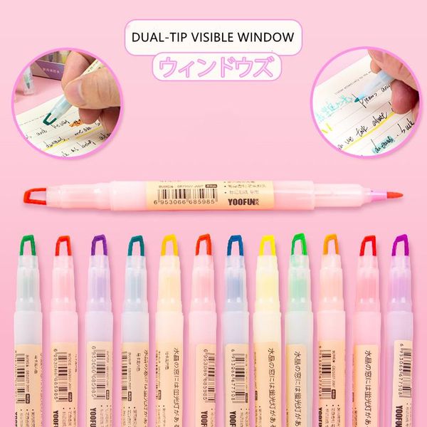 6color colors/set visible window highlighter pen soft color school marker set stationery supplies double head fluorescent highlighters, Black;red
6color colors/set visible window highlighter pen soft color school marker set stationery supplies double head fluorescent highlighters, Black;red