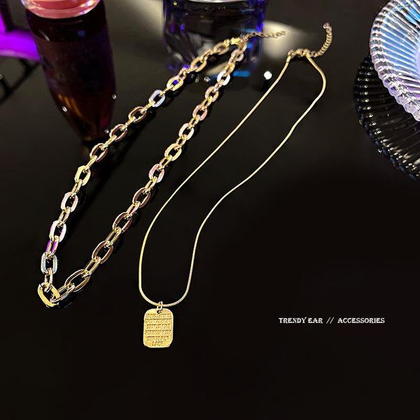 pendant necklaces cold wind english tag ins trend cool hip-hop fashion personality temperament double-layer necklace, Silver
pendant necklaces cold wind english tag ins trend cool hip-hop fashion personality temperament double-layer necklace, Silver