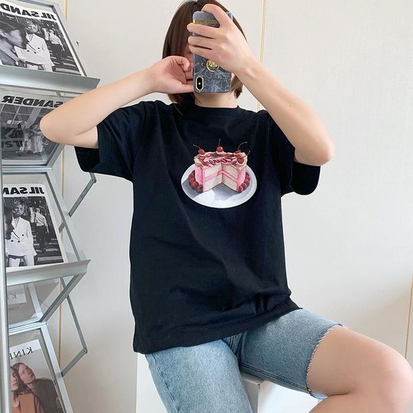 women's t-shirt women tshirt white or black cherry cake print short-sleeved tee loose causal o-neck ladies female outfit
women's t-shirt women tshirt white or black cherry cake print short-sleeved tee loose causal o-neck ladies female outfit