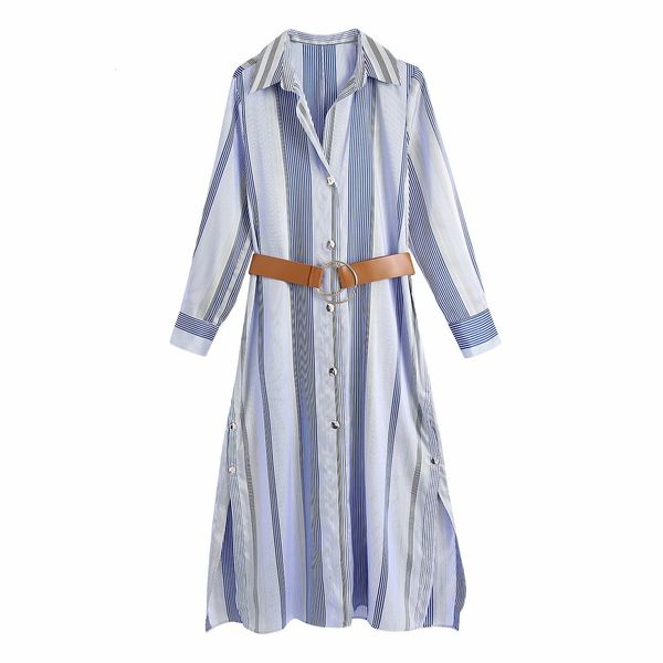 dresses 2021 women with belt striped printed sleeves side vent fashion elegant chic lady woman long es, Black;gray
dresses 2021 women with belt striped printed sleeves side vent fashion elegant chic lady woman long es, Black;gray