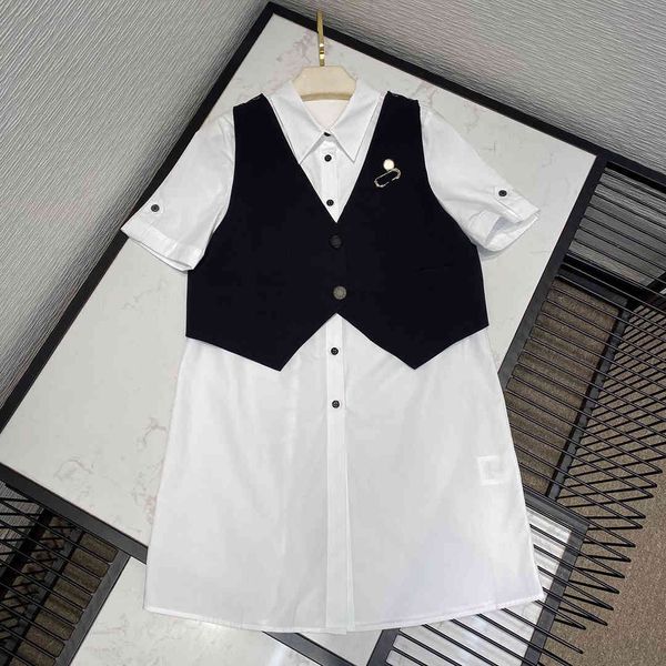 dress preppy style two piece set women white lapel short sleeve mini shirt dress with black pin vest summer casual dresses, Black;gray
dress preppy style two piece set women white lapel short sleeve mini shirt dress with black pin vest summer casual dresses, Black;gray