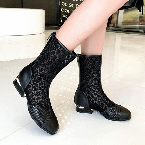 boots summer women breathable mesh patchwork mid-calf low square heels rouned toe ladies shoes, Black
boots summer women breathable mesh patchwork mid-calf low square heels rouned toe ladies shoes, Black