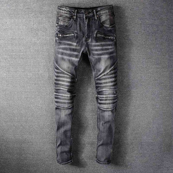 fashion jeans high street men's black grey make old wash stitching motorcycle pants slim biker, Blue
fashion jeans high street men's black grey make old wash stitching motorcycle pants slim biker, Blue