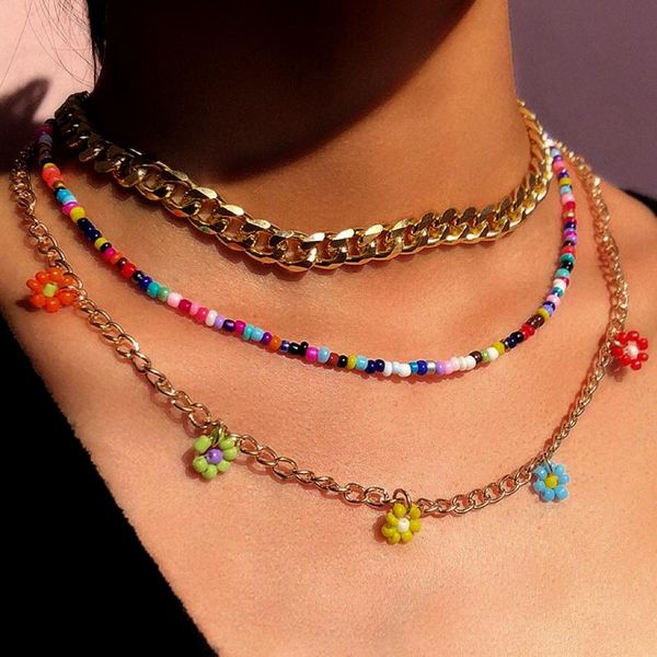 chains bohemian multilayered colorful beads chain choker necklace for women golden chunky metal flower beaded necklaces jewelry, Silver
chains bohemian multilayered colorful beads chain choker necklace for women golden chunky metal flower beaded necklaces jewelry, Silver