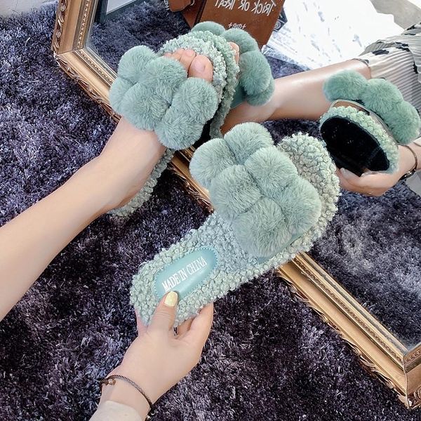 slippers open toe indoor flower fluffy fur women fashion mixed colors ladies slides flat with winter shoes, Black
slippers open toe indoor flower fluffy fur women fashion mixed colors ladies slides flat with winter shoes, Black