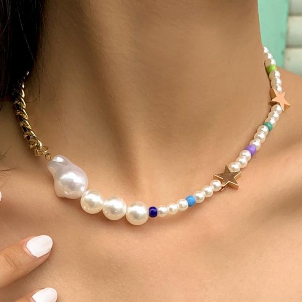 chokers metal chain baroque pearl necklaces for women bohemian holiday rice bead necklace party wholesale jewelry, Golden;silver
chokers metal chain baroque pearl necklaces for women bohemian holiday rice bead necklace party wholesale jewelry, Golden;silver