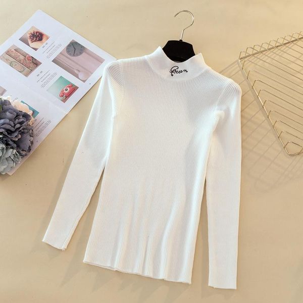 women's sweaters 2021 autumn winter women pullover turtleneck long sleeve letter knit sweater chandail femme sweter mujer invierno, White;black
women's sweaters 2021 autumn winter women pullover turtleneck long sleeve letter knit sweater chandail femme sweter mujer invierno, White;black