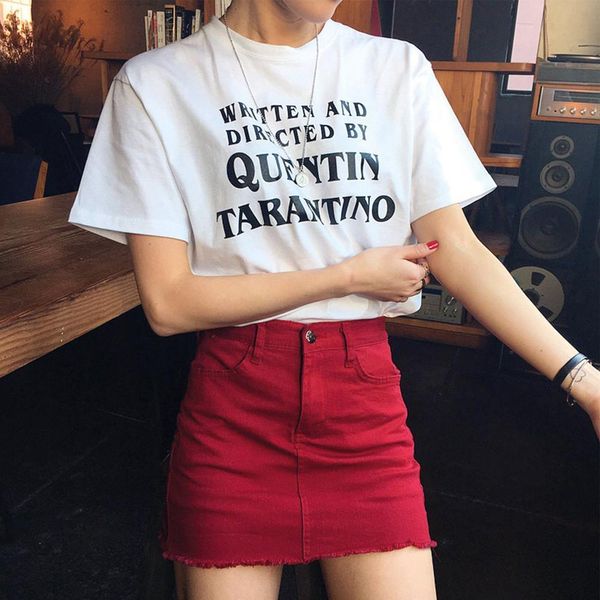 written and directed quentin women t shirts tarantino graphic tee casual o neck funny letter clothing gifts, White
written and directed quentin women t shirts tarantino graphic tee casual o neck funny letter clothing gifts, White