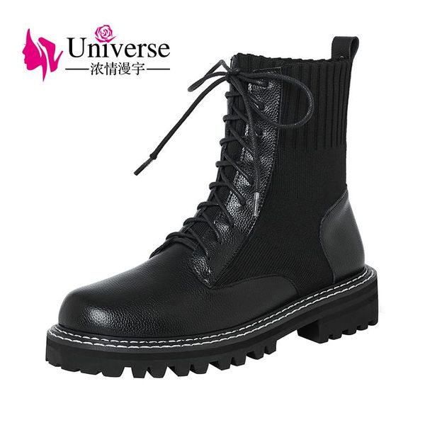 boots universe k201 round toe genuine leather shoes women med heels knitting upper for ladies, Black
boots universe k201 round toe genuine leather shoes women med heels knitting upper for ladies, Black