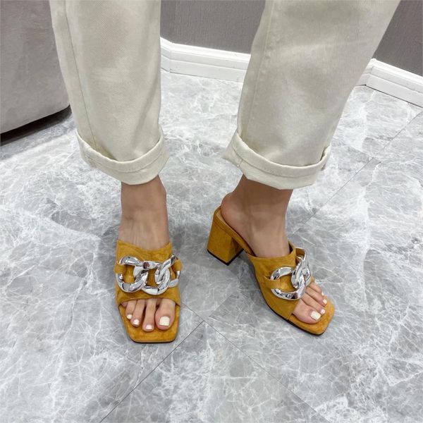 sandals fashion metal chain slippers women peep toe thick heels slip on slides elegant summer shoes flip flops zapatillas mujer mm, Black
sandals fashion metal chain slippers women peep toe thick heels slip on slides elegant summer shoes flip flops zapatillas mujer mm, Black