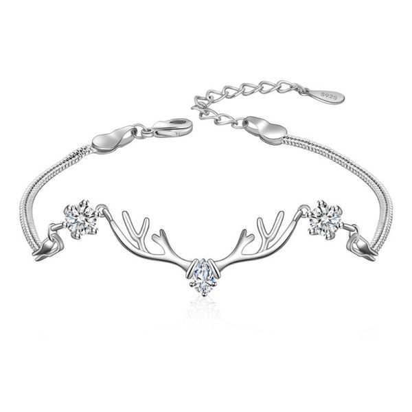 link, chain deer design round pink sea blue & white cubic zirconia silver bracelet fashion women wedding jewelry romantic lovers' gift, Black
link, chain deer design round pink sea blue & white cubic zirconia silver bracelet fashion women wedding jewelry romantic lovers' gift, Black