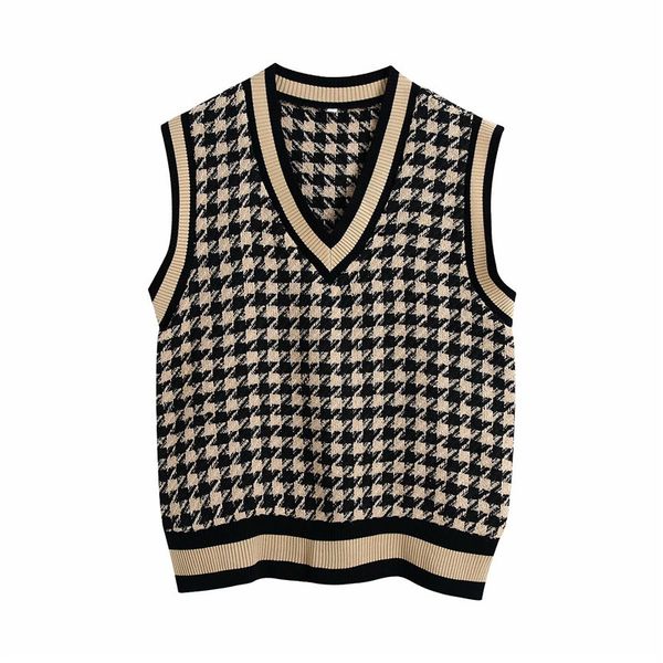 evfer women fashion black houndstooth za spring loose knitted pullover vest female casual v-neck sleeveless plaid sweaters chic 210421, Black;white
evfer women fashion black houndstooth za spring loose knitted pullover vest female casual v-neck sleeveless plaid sweaters chic 210421, Black;white