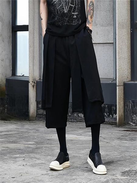 men's pants imitation two dark loose wide leg skirt fashion original cold abstinence nine point casual, Black
men's pants imitation two dark loose wide leg skirt fashion original cold abstinence nine point casual, Black