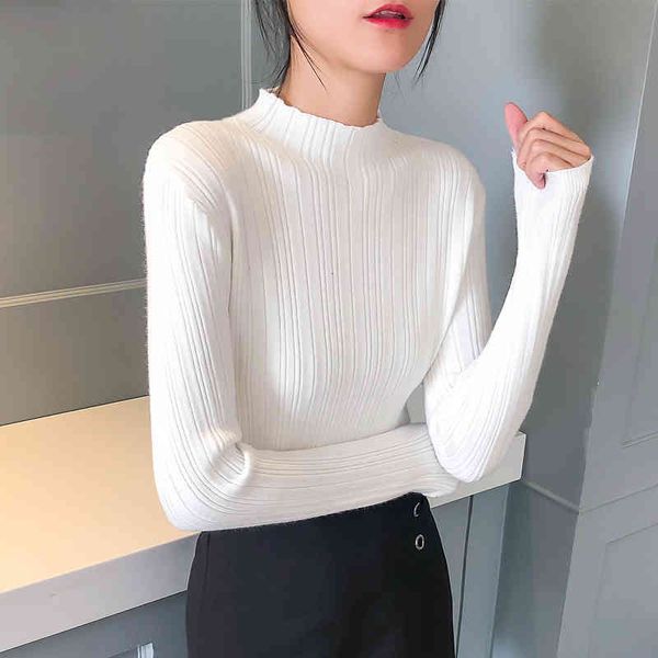 autumn/winter high-neck long-sleeved tightrope sweater upper tightly knit women's tight bottom shirt, White;black
autumn/winter high-neck long-sleeved tightrope sweater upper tightly knit women's tight bottom shirt, White;black