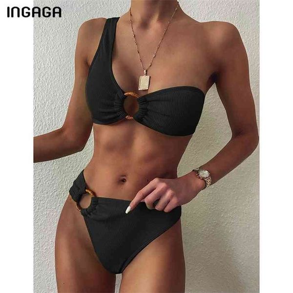 ingaga one shoulder bikini women's swimsuit high waist swimwear rings biquini black ribbed beachwear brazilian bikinis 210630, White;black
ingaga one shoulder bikini women's swimsuit high waist swimwear rings biquini black ribbed beachwear brazilian bikinis 210630, White;black