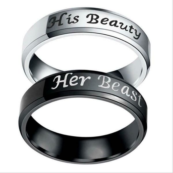 6mm his beauty/her beast rings stainless steel band couple jewelry size 6-12, Silver
6mm his beauty/her beast rings stainless steel band couple jewelry size 6-12, Silver