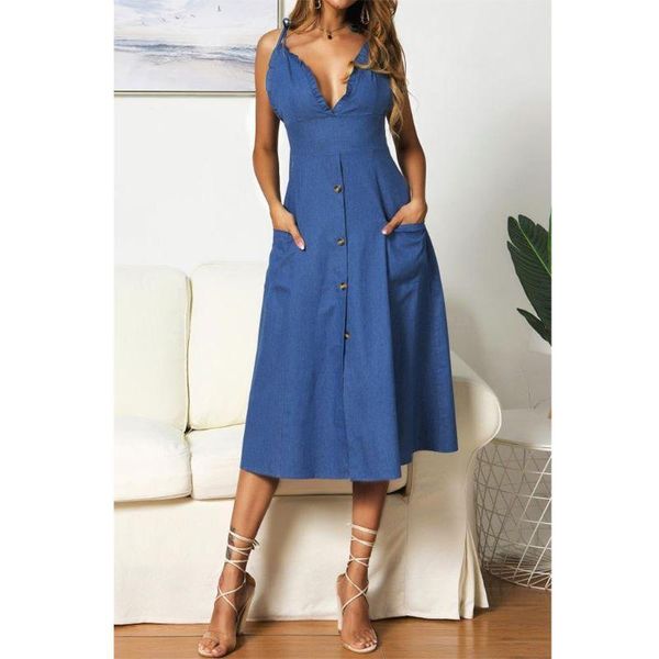 womens beach ladies v neck ruffle strappy button pocket summer holiday midi dress sundress e56b casual dresses, Black;gray
womens beach ladies v neck ruffle strappy button pocket summer holiday midi dress sundress e56b casual dresses, Black;gray