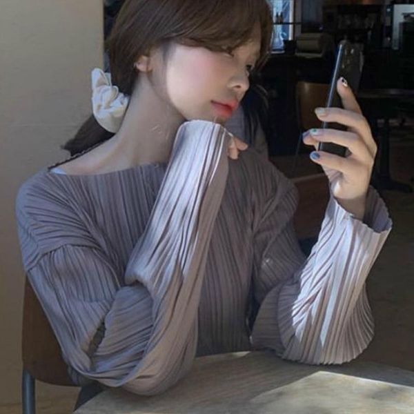 women's blouses & shirts korean fashion blouse 2021 spring autumn long sleeve elegant office lady blue pleated casual shirt blusas lar, White
women's blouses & shirts korean fashion blouse 2021 spring autumn long sleeve elegant office lady blue pleated casual shirt blusas lar, White