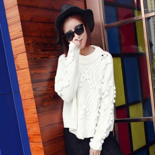 women's sweaters womens and pullovers 2021 autumn winter woman big size sweater white pom knitted jumper femme zr1, White;black
women's sweaters womens and pullovers 2021 autumn winter woman big size sweater white pom knitted jumper femme zr1, White;black