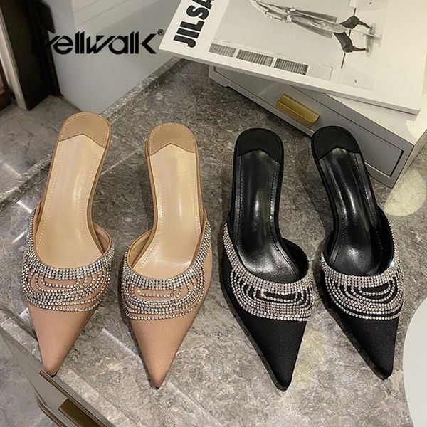 chic mules shoes with tiny diamond chain slippers women heels shoe pointed toe dress designer slides for wedding 2021, Black
chic mules shoes with tiny diamond chain slippers women heels shoe pointed toe dress designer slides for wedding 2021, Black
