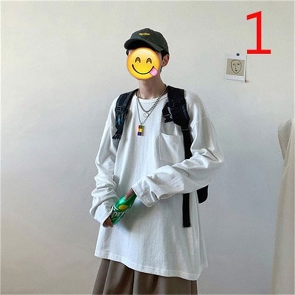 autumn hong kong style korean long-sleeved t-shirt loose simple wild trend sweater 210420, White;black
autumn hong kong style korean long-sleeved t-shirt loose simple wild trend sweater 210420, White;black
