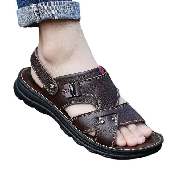 70% off factory online layer cowhide summer sandals men's soft leather bottom non slip slippers leisure dual-purpose beach shoes, Black
70% off factory online layer cowhide summer sandals men's soft leather bottom non slip slippers leisure dual-purpose beach shoes, Black