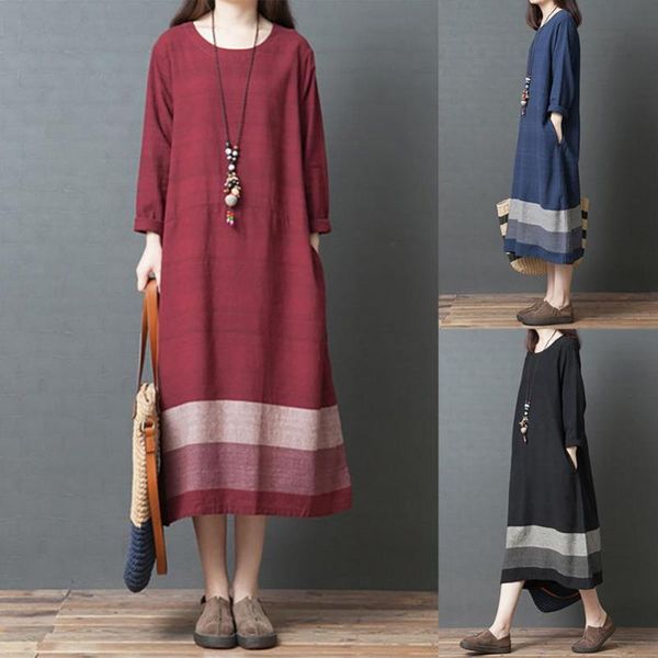 casual dresses 80% sell women retro long sleeve round neck cotton and linen loose striped midi dress, Black;gray
casual dresses 80% sell women retro long sleeve round neck cotton and linen loose striped midi dress, Black;gray