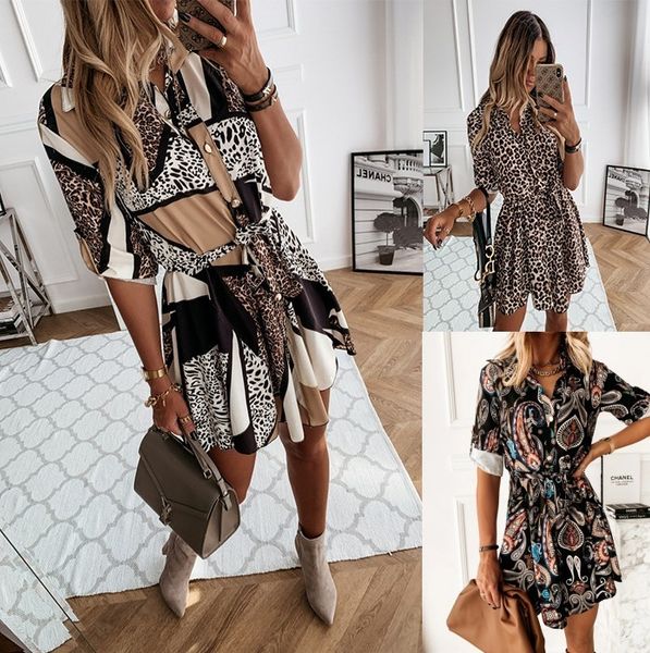 women's dresses 2021 autumn and winter fashion printed shirt short skirt, Black;gray
women's dresses 2021 autumn and winter fashion printed shirt short skirt, Black;gray