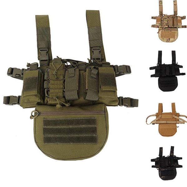 men nylon chest rig bag radio harness tactical vest military pack magazine pouch holster molle system waist combat hunting jackets, Camo;black
men nylon chest rig bag radio harness tactical vest military pack magazine pouch holster molle system waist combat hunting jackets, Camo;black