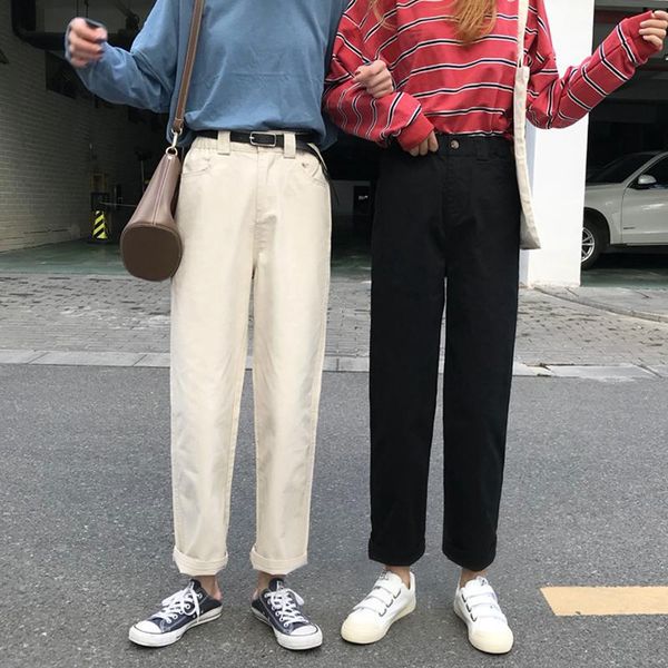 women's pants & capris spring autumn women fashion brand vintage korea style loose straight female girl student casual elastic trousers, Black;white
women's pants & capris spring autumn women fashion brand vintage korea style loose straight female girl student casual elastic trousers, Black;white