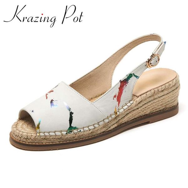 krazing pot genuine leather round toe med heel slope shallow printing buckle straps mules summer peep women sandals l60 dress shoes, Black
krazing pot genuine leather round toe med heel slope shallow printing buckle straps mules summer peep women sandals l60 dress shoes, Black