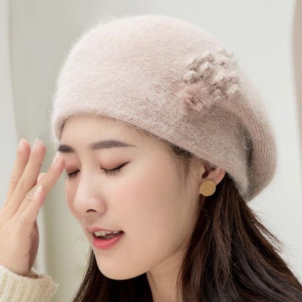 berets hat women winter thick warm beret knitted wool caps elegant fashion flowers ladies womens hats outdoor for, Blue;gray
berets hat women winter thick warm beret knitted wool caps elegant fashion flowers ladies womens hats outdoor for, Blue;gray